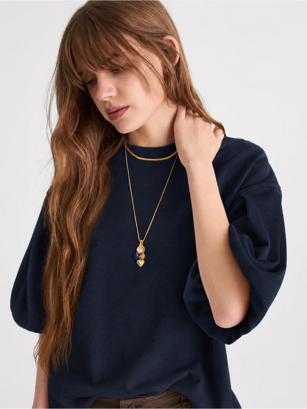 Madewell Navy Puff-Sleeve Sweatshirt Tee XL